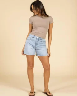 Bottoms*DESU Byron Mid Denim Shorts Light Blue