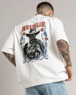 Tops & T-Shirts*Wrangler Cactus Cowboy Boxcar T-Shirt Vintage White