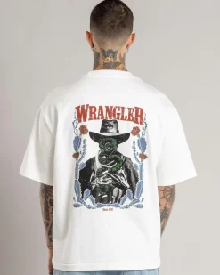 Tops & T-Shirts*Wrangler Cactus Cowboy Boxcar T-Shirt Vintage White