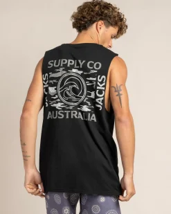 Tops & T-Shirts*Jacks Camoflow Muscle Tank Black