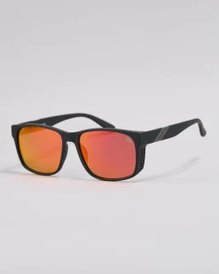 Sunglasses*Quiksilver Capsized Sunglasses Rubberized Black Red Mirror
