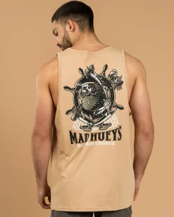 Tops & T-Shirts*The Mad Hueys Captain Ship Faced Singlet Tan