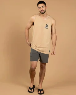 Tops & T-Shirts*The Mad Hueys Captain Ship Faced Singlet Tan