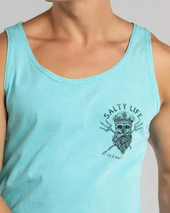 Tops & T-Shirts*Salty Life Captain's Curse Singlet Lt Blue Acid