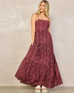 Dresses*Mooloola Carissa Maxi Dress Wine Floral