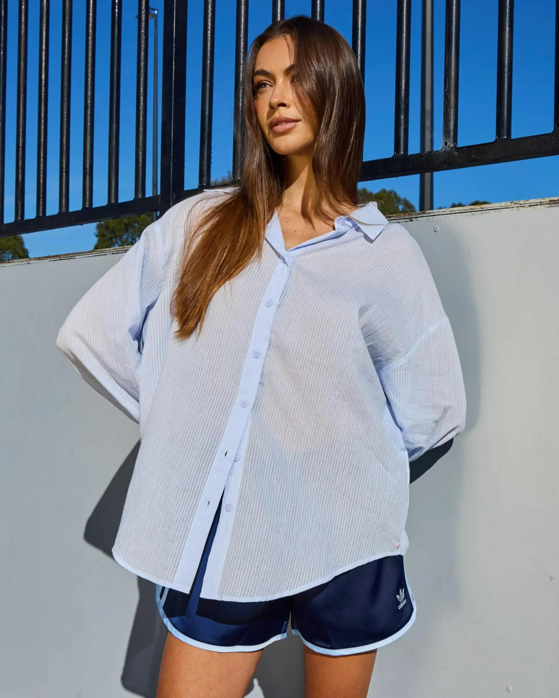 Hot Carlie Stripe Long Sleeve Shirt Women Tops
