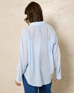 Hot Carlie Stripe Long Sleeve Shirt Women Tops