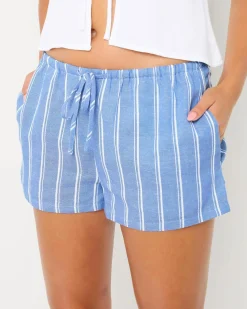 Linen Blend|Bottoms*Mooloola Cassidy Shorts Blue Stripe