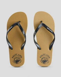 Flip Flops & Sandals*Salty Life Catching Bait Thongs Tan/black