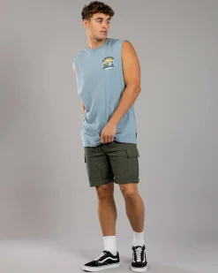 Tops & T-Shirts*The Mad Hueys Caught Fk All Island Muscle Tank Steel Blue