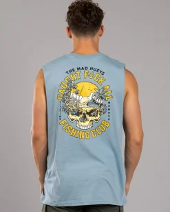 Tops & T-Shirts*The Mad Hueys Caught Fk All Island Muscle Tank Steel Blue