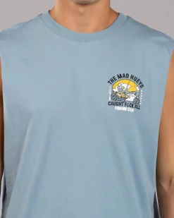Tops & T-Shirts*The Mad Hueys Caught Fk All Island Muscle Tank Steel Blue