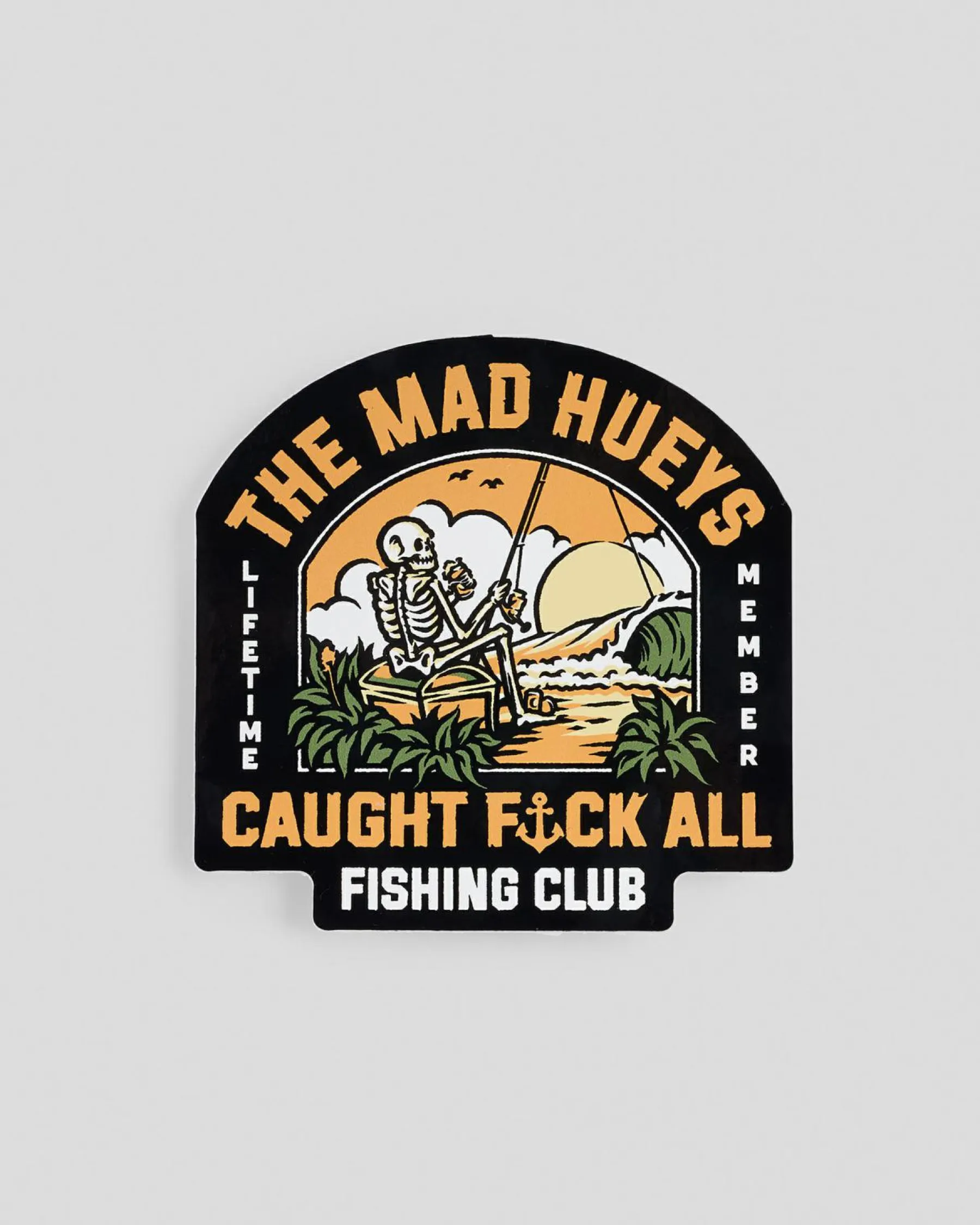 Gifts & Novelty*The Mad Hueys Caught Fk All Island Sticker Black