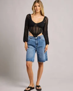 Sale Celine Crochet Corset Long Sleeve Top Women Tops