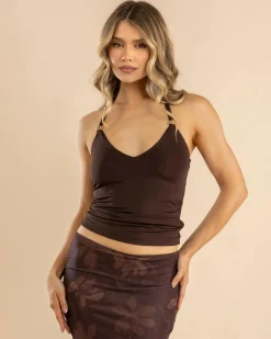 Tops*Ava And Ever Charlotte Halter Top Espresso