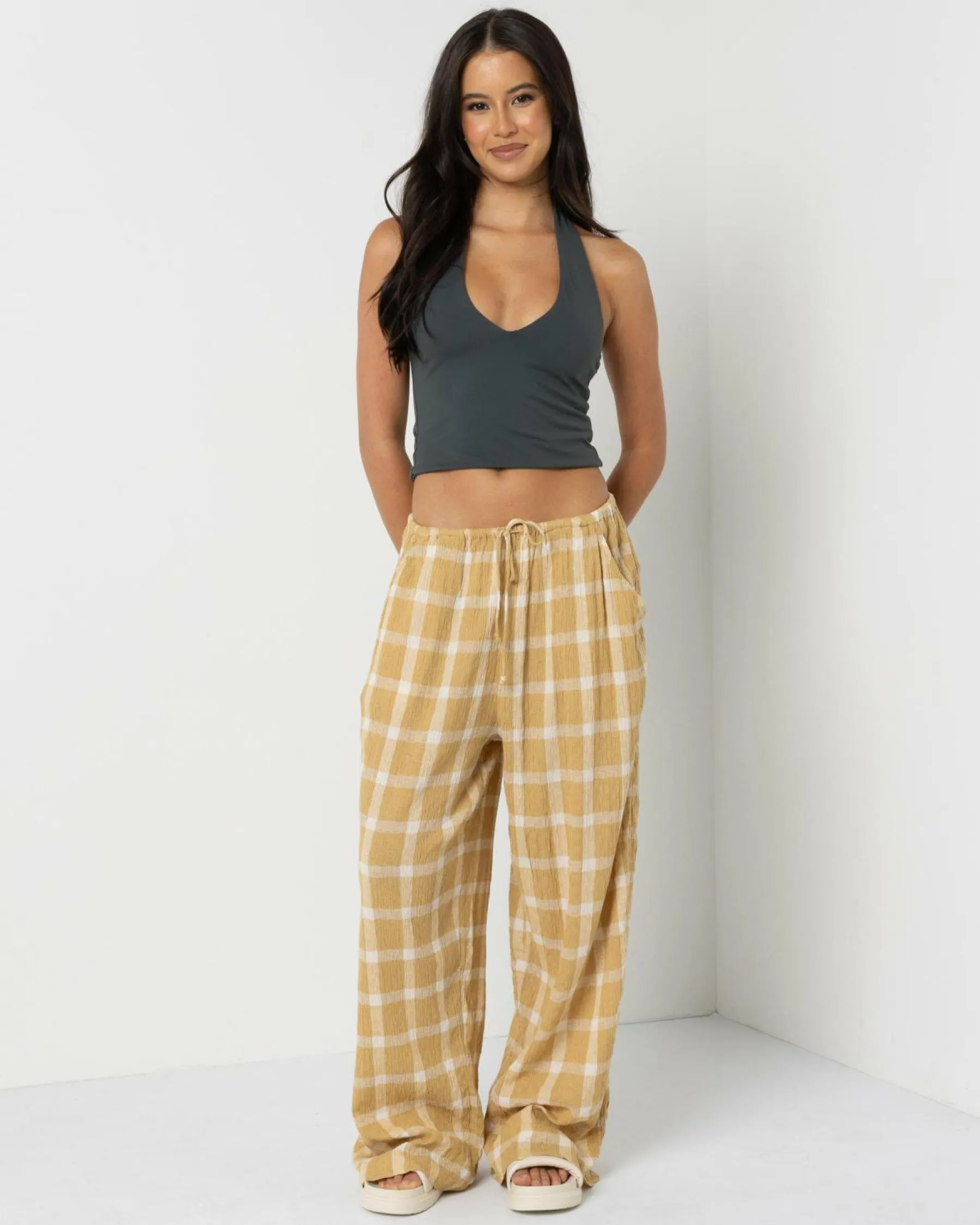 Bottoms*Billabong Checked Out Beach Pants Hemp 2