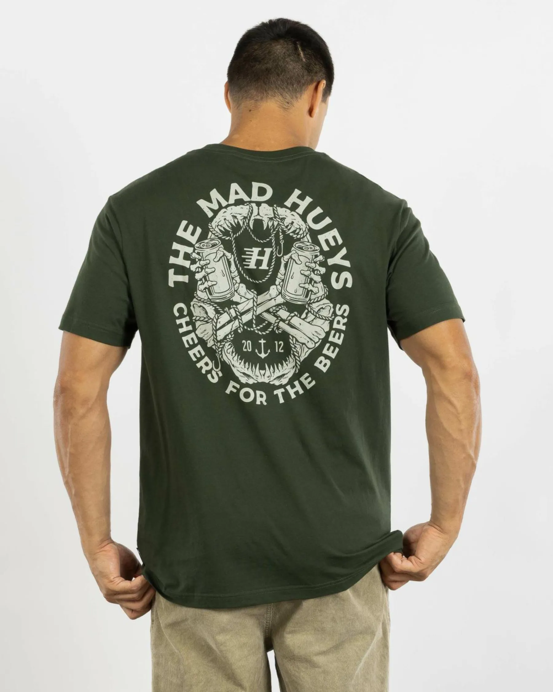 Tops & T-Shirts*The Mad Hueys Cheers And Beers T-Shirt Oil Green