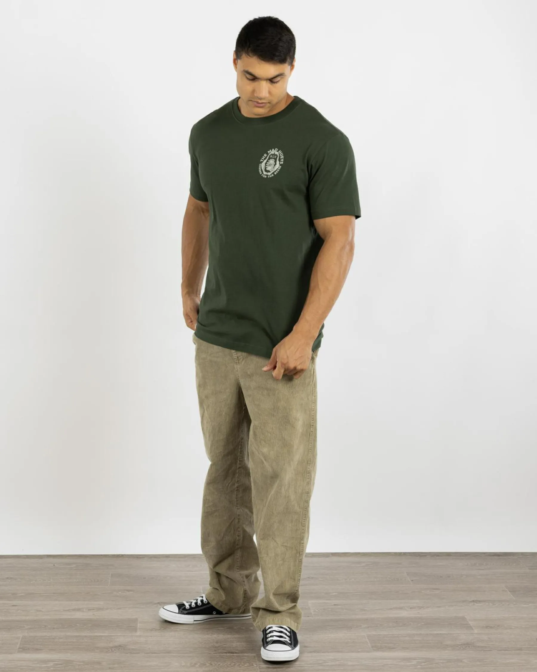 Tops & T-Shirts*The Mad Hueys Cheers And Beers T-Shirt Oil Green