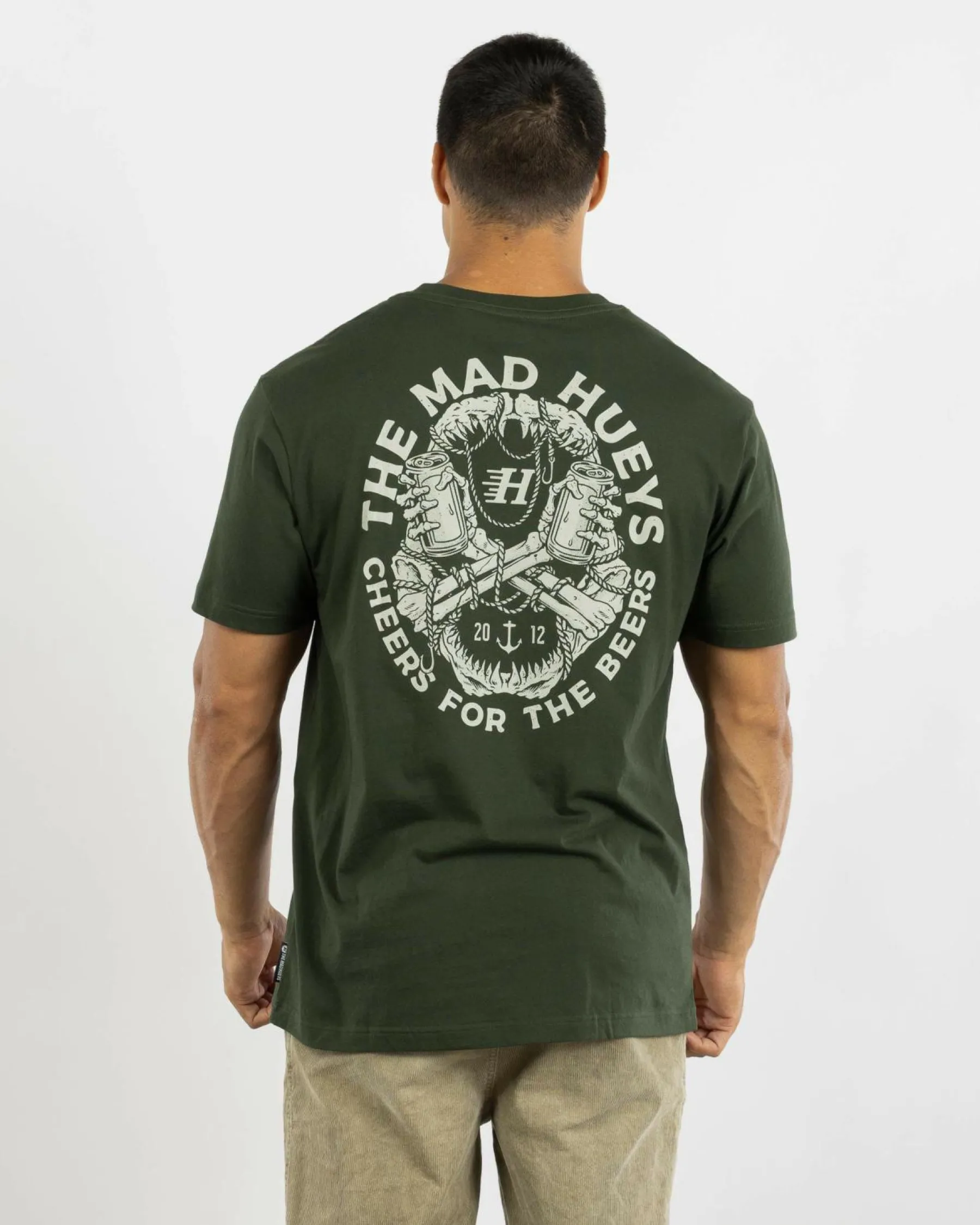 Tops & T-Shirts*The Mad Hueys Cheers And Beers T-Shirt Oil Green