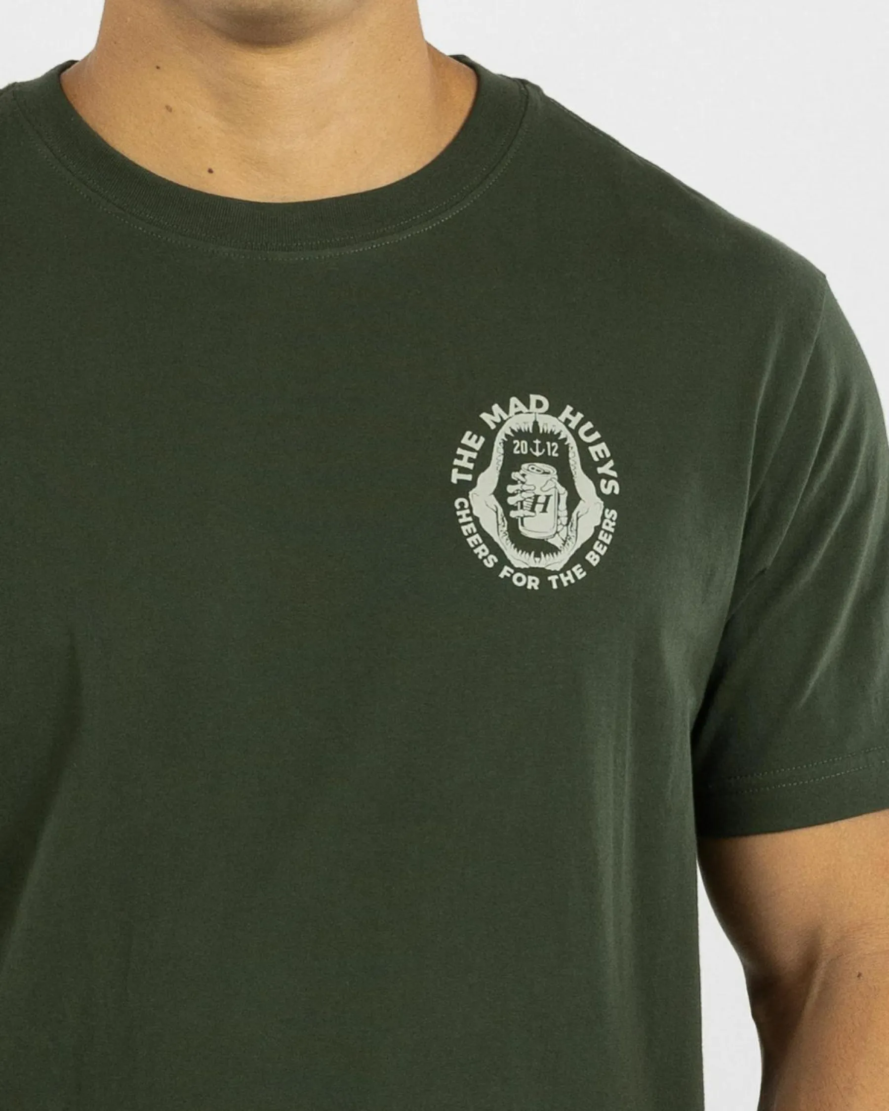 Tops & T-Shirts*The Mad Hueys Cheers And Beers T-Shirt Oil Green