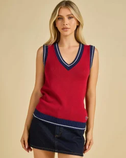 Online Cherry Pop Skimmer Knit Vest Women Tops