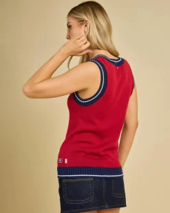 Online Cherry Pop Skimmer Knit Vest Women Tops