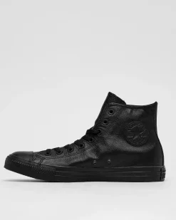 Sneakers*Converse Chuck Taylor All Star Leather Hi-Top Shoes Black Monochrome