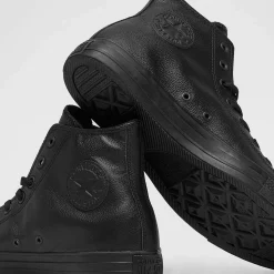 Sneakers*Converse Chuck Taylor All Star Leather Hi-Top Shoes Black Monochrome