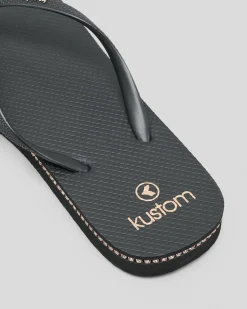 Flip Flops*Kustom Classic Diamante Thongs Rose Gold