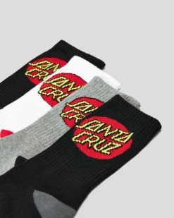Socks*Santa Cruz Classic Dot Crew Socks 4 Pack Multi