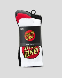Socks*Santa Cruz Classic Dot Crew Socks 4 Pack Multi