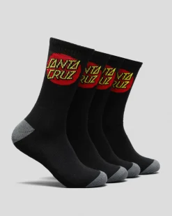 Socks*Santa Cruz Classic Dot Crew Socks 4 Pack Black