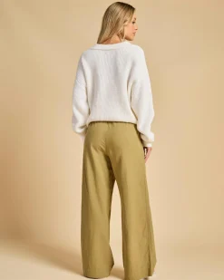 Classic Pants Women Linen Blend|Bottoms