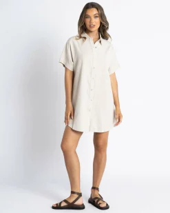 Sale Classic Shirt Dress Women Linen Blend|Dresses
