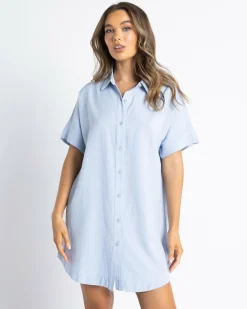 Classic Shirt Dress Women Linen Blend|Dresses