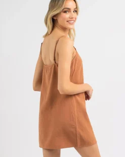 Linen Blend|Dresses*Rhythm Classic Slip Dress Caramel