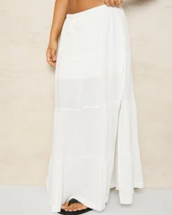 Discount Classic Tiered Maxi Skirt Women Linen Blend|Bottoms