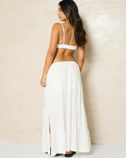 Discount Classic Tiered Maxi Skirt Women Linen Blend|Bottoms
