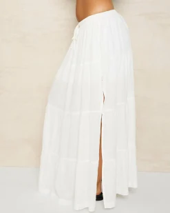 Discount Classic Tiered Maxi Skirt Women Linen Blend|Bottoms