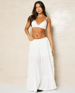 Discount Classic Tiered Maxi Skirt Women Linen Blend|Bottoms