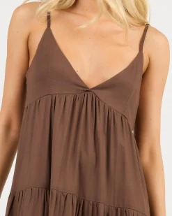 New Classic Tiered Midi Dress Women Linen Blend|Dresses