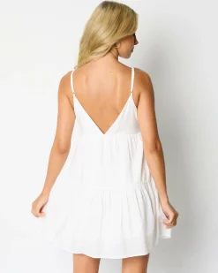 Hot Classic Tiered Mini Dress Women Linen Blend|Dresses