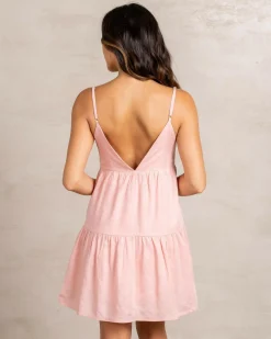 Linen Blend|Dresses*Rhythm Classic Tiered Mini Dress Rose