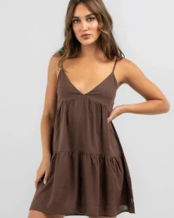 Online Classic Tiered Mini Dress Women Linen Blend|Dresses