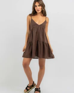 Online Classic Tiered Mini Dress Women Linen Blend|Dresses