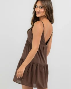 Online Classic Tiered Mini Dress Women Linen Blend|Dresses