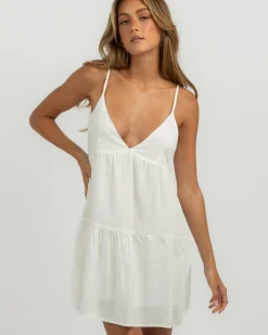 Linen Blend|Dresses*Rhythm Classic Tiered Mini Dress White