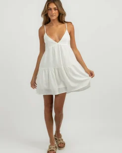 Linen Blend|Dresses*Rhythm Classic Tiered Mini Dress White