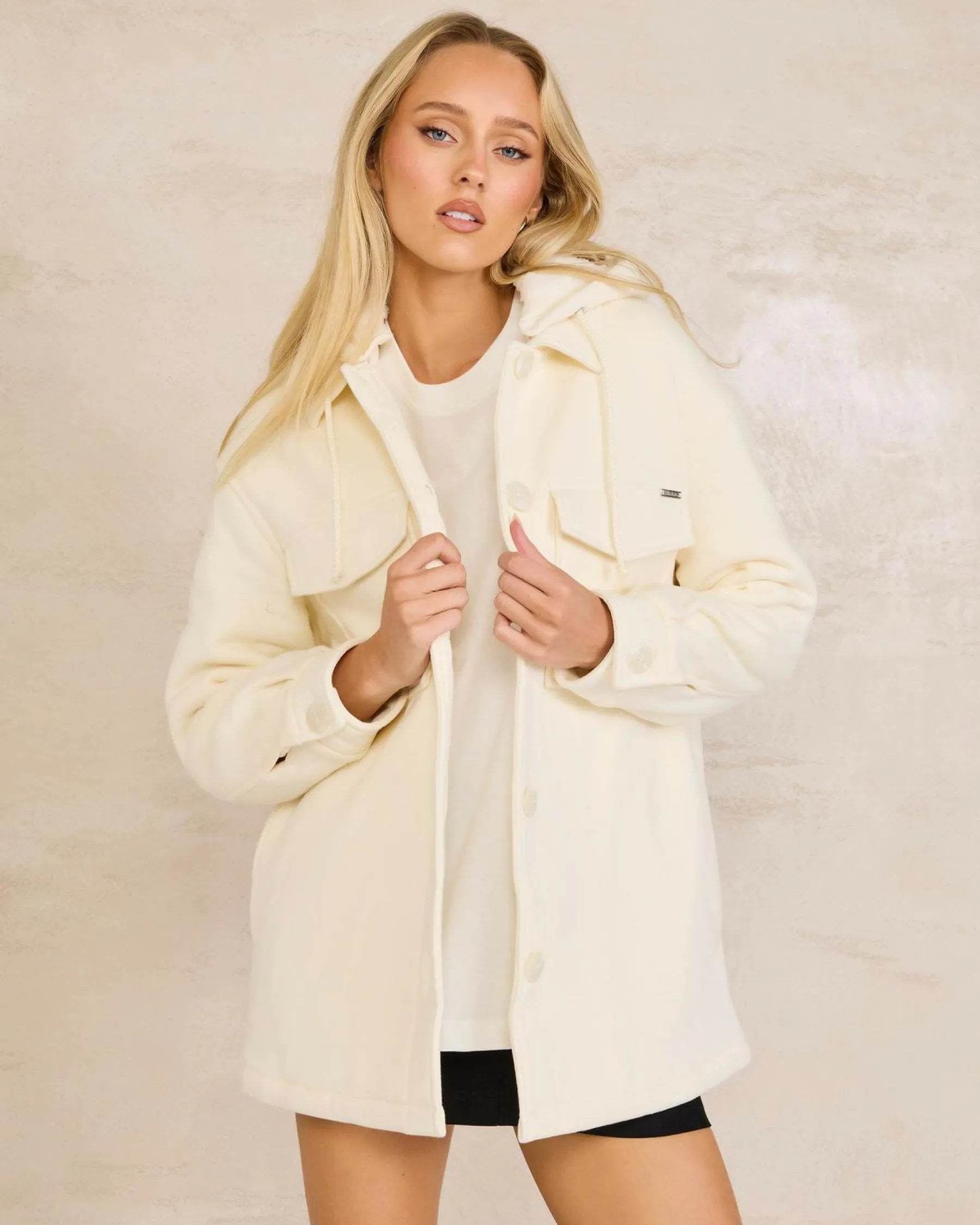Jackets & Coats*Mooloola Claudia Hooded Shacket Alabaster