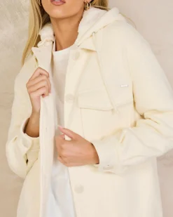 Jackets & Coats*Mooloola Claudia Hooded Shacket Alabaster
